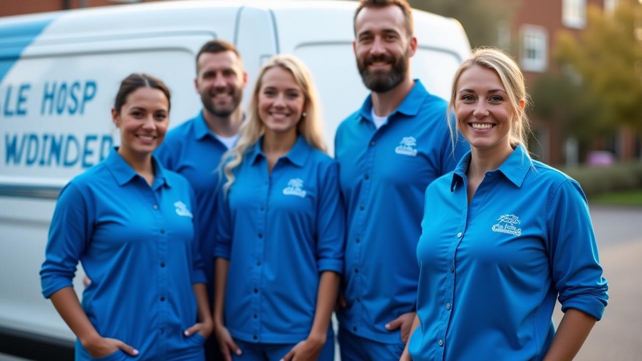 City Estate Window Cleaning team standing proudly in front of a company van in Rochester