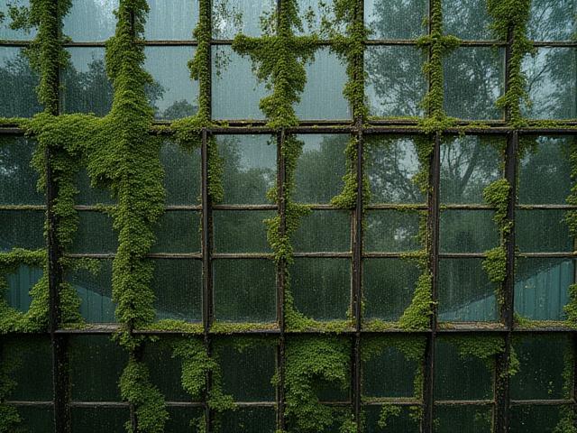 Before: Conservatory roof covered with moss and algae